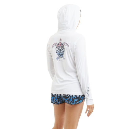 Pelagic Ws Hooded Fishing Shirt - Ws Vaportek Lionfish Turtle