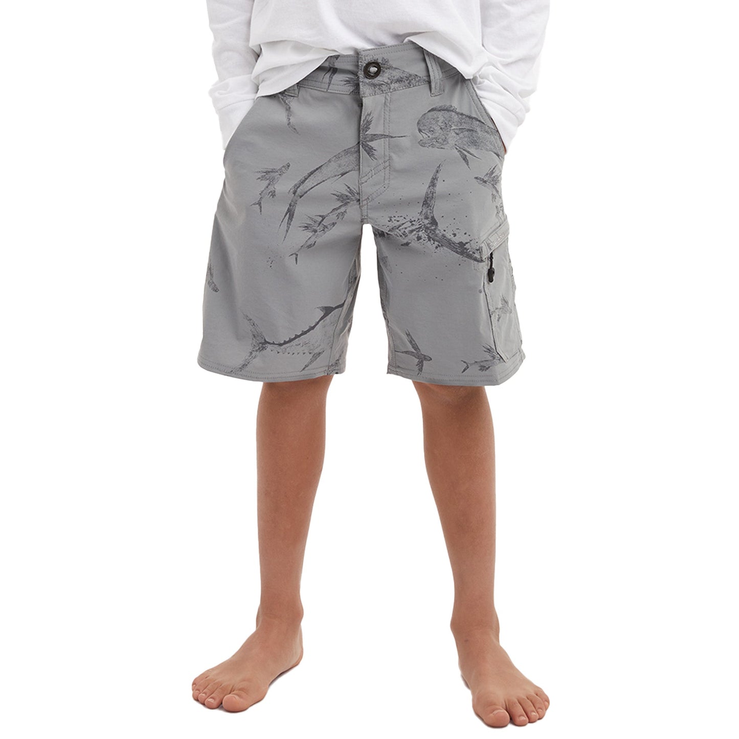 Pelagic Youth Hybrid Shorts - Youth Traverse Gyotaku